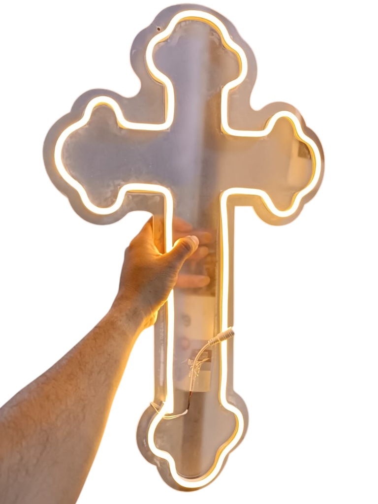 Cruz de Neón LED para Decoraciones 60x30 cm – Luz Decorativa para Eventos y Celebraciones