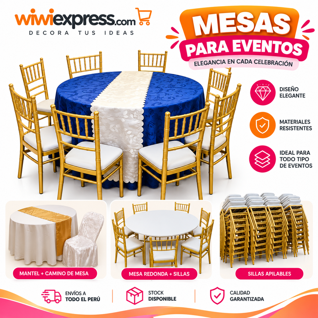 Mesas para eventos de 2 m de diámetros ideales para decoraciones