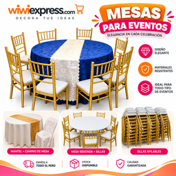 Mesas para eventos de 2 m de diámetros ideales para decoraciones